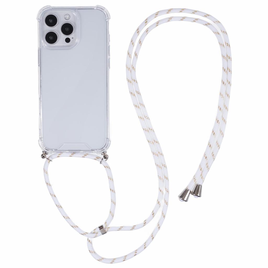 Для iPhone 16 Pro Чехол Усиленные 4 угла Акрил+ТПУ Чехол для телефона с регулируемым шнурком
