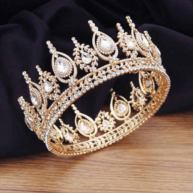 Royal Queen King Round Diadem Gorgeous Crystal Bridal Tiaras And Crowns Wedding Hair Jewelry Bride Head Ornaments Party Prom