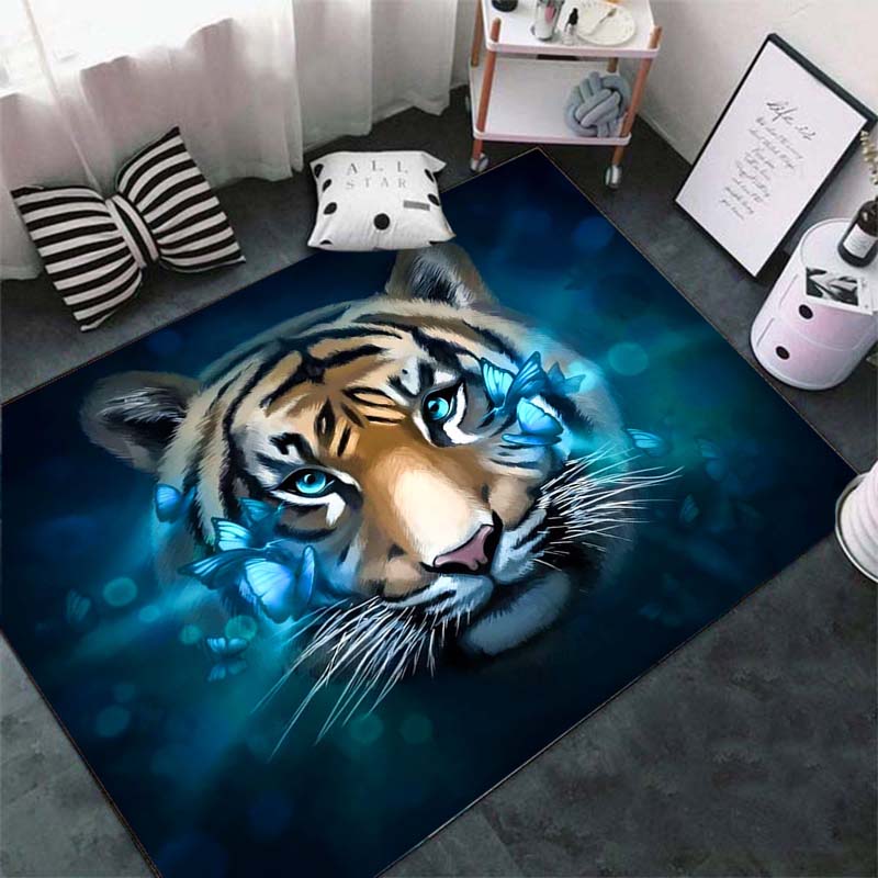 Fashion Tiger Pattern Carpet On The Floor 3D Animal Printed Big Carpet Living Room Soft Bathroom Mat Absorb Anti-slip