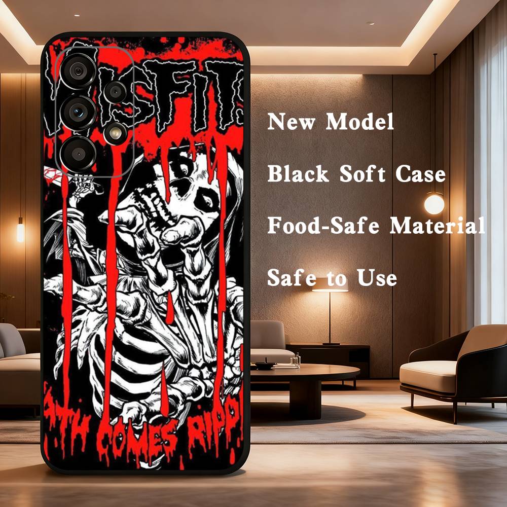 M-Misfits Rock Phone Case For Samsung Galaxy A73,31,32,72,41,53,52,71,22,5G,Note,J7,8,9 Soft Black Silicone Cover
