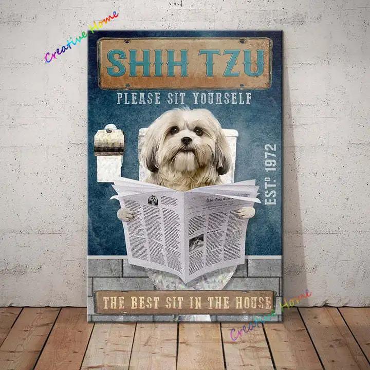 Металлическая жестяная вывеска для домашних животных, ши-тцу, мыло для мытья лап, печатный плакат, ванная комната, туалет, гостиная, домашний художественный декор стены