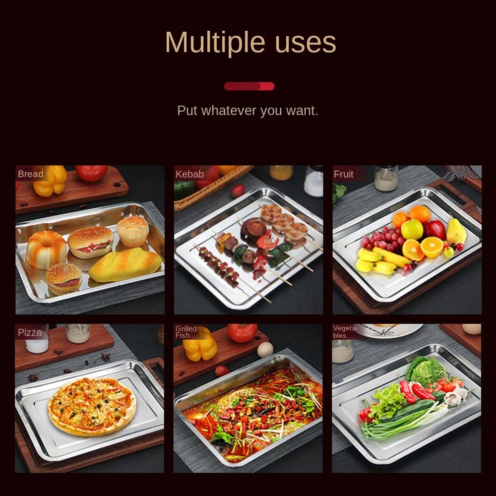 Stainless Steel Food Storage Serving Tray Rectangle Oven Trays  for Cooking Serving