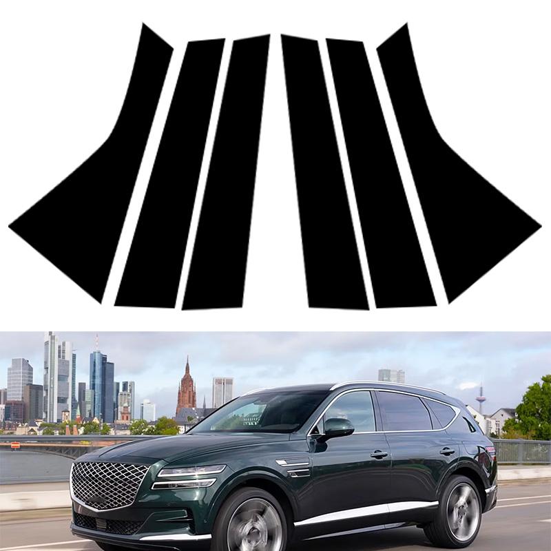 6 шт. автомобильная глянцевая черная оконная дверная колонка BC столбик PC крышка отделка подходит для Genesis GV80 2020-2024