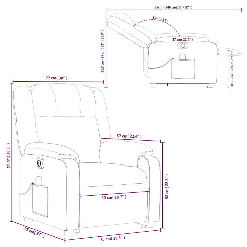 Electric Massage Recliner with Rising Function Dark Green Fabric
