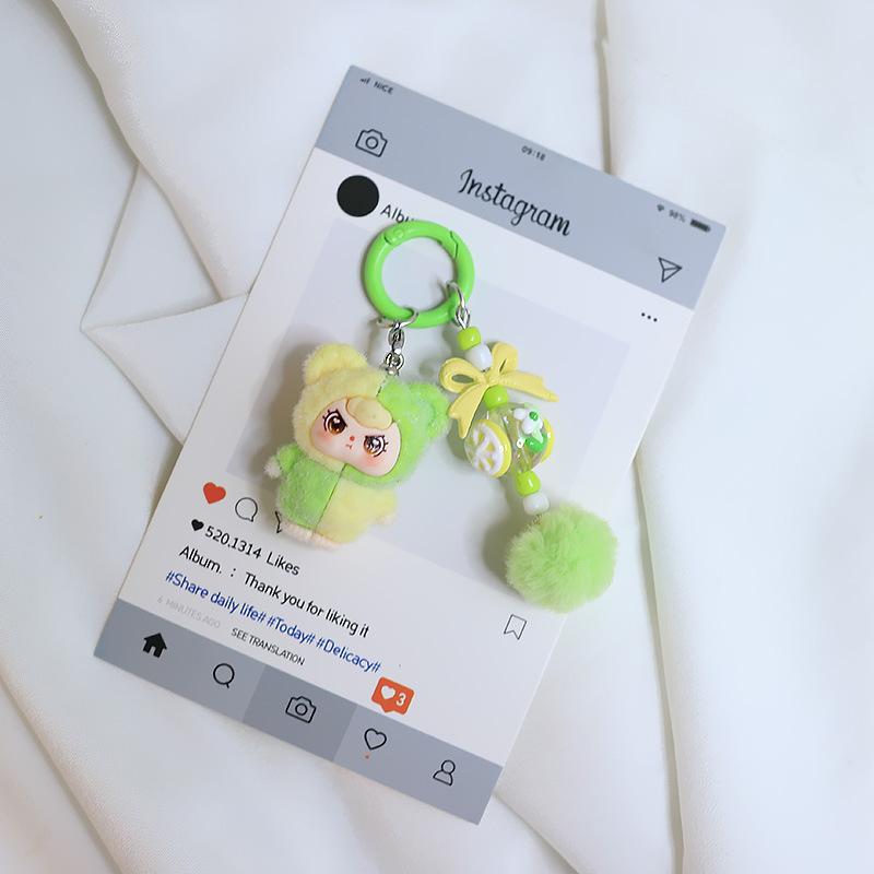 Mini Doll Keychain Cartoon Cute Three-Dimensional Doll Pendant Backpack Decoration Accessories Car Key Ring Gifts