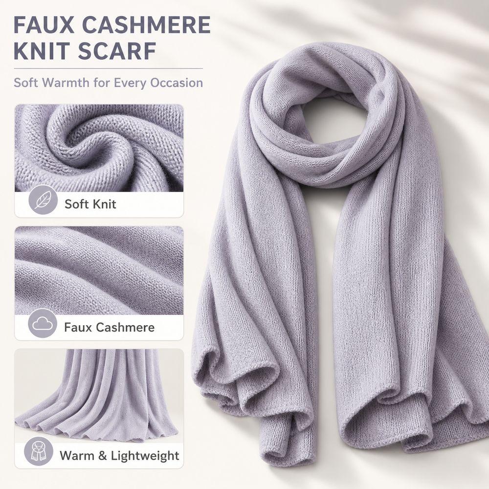Solid Color ScarfKnitted Texture Long Scarves Windproof Women Wrap Shawls Neck Wrap for Women