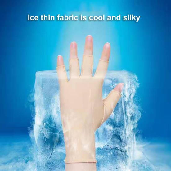 Half Fingers Gloves Super Soft Breathable Stretchy Friendly To Skin Ultra-Thin Block UV Spandex Summer Sunscreen Semi-Finger Riding Gloves