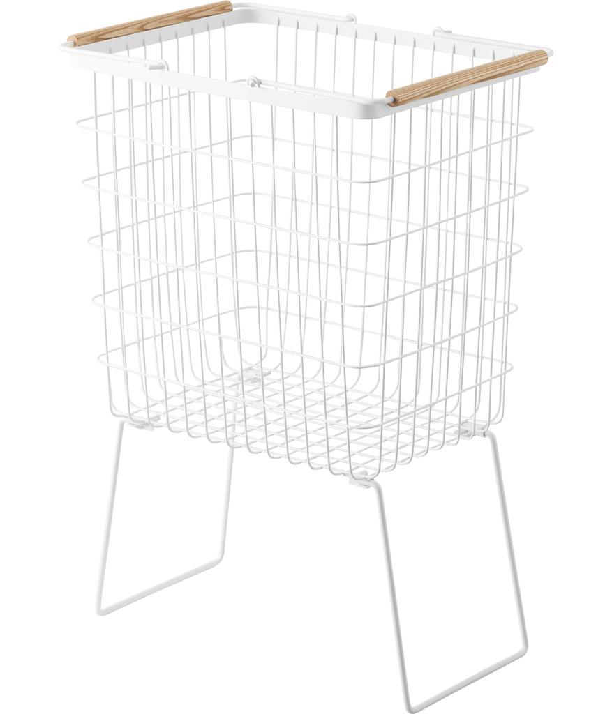 Yamazaki Jitsugyo Folding Laundry Basket with White W41 X X the Legs Are Tosca Laundry Basket Reduces Lower Back Burden 1464 (Yamazaki) Legs, D31.7