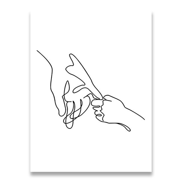 Геометрический рисунок линии, картина, украшение для дома, скандинавская картина на холсте, настенные художественные фигурки, постер «Семейная любовь»