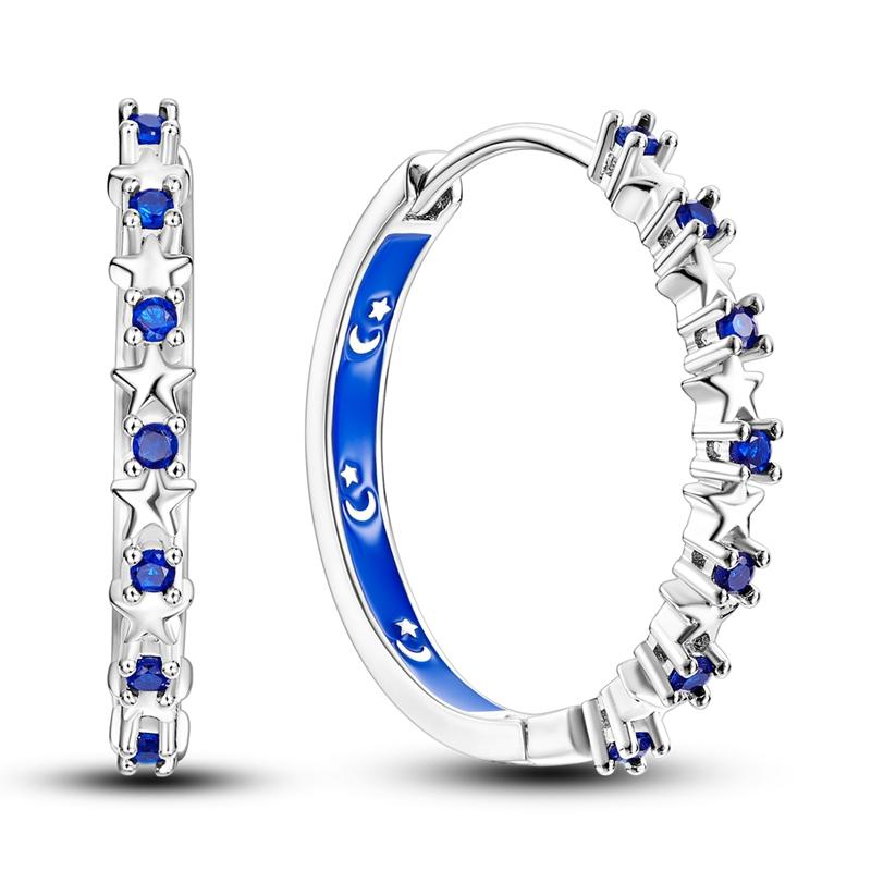 Hot Selling 925 Sterling Silver Blue Stars Butterfly Zircon Exquisite Earrings Suitable For Girls' Charming Jewelry Gifts