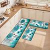 1 шт. Кухонные коврики против усталости, Водонепроницаемый нескользящий толстый амортизирующий кухонный коврик с бирюзовым цветочным принтом, Сверхпрочный комфортный коврик для стояния для кухни