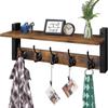 Wooden Key Holder Wall Mounted Entryway Mail Organizer Key Hanger with 5 Hooks Vintage Wall Decor Floating Shelf Clothes Hooks