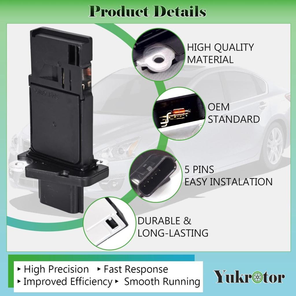 Датчик массового расхода воздуха MAF Sensor 22680-CA000 Совместим с 2003-2014 Nissan Altima Frontier Maxima Murano Pathfinder Rogue Sentra Titan Xterra