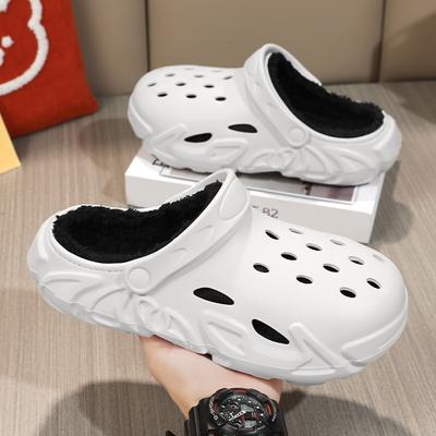 Модные Зимние Теплые Домашние Тапочки Мужские Водонепроницаемые Меховые Клоги Тапочки Садовые Тапочки Пушистые Плюшевые Тапочки Обувь для Спальни для Дома Улицы