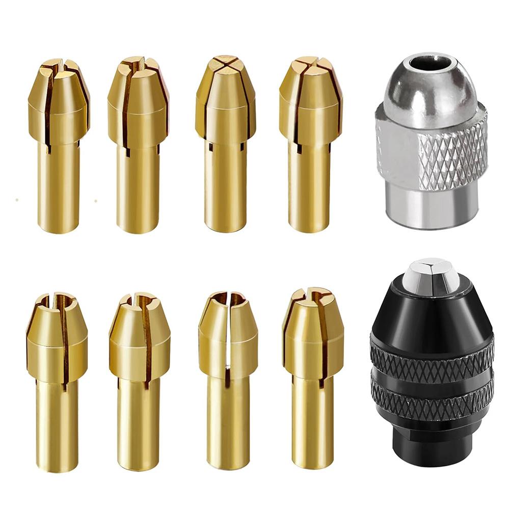 10PCS Brass Drill Chuck Set Rotating Drill Nut Drill Bit Chuck For Rotary Tools Electric Grinder Drill Chuck Adapter Collet