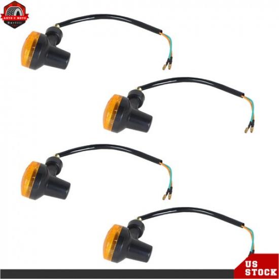 For Honda Yamaha Kawasaki 4× Motorcycle Turn Signals Blinker Light Black Amber