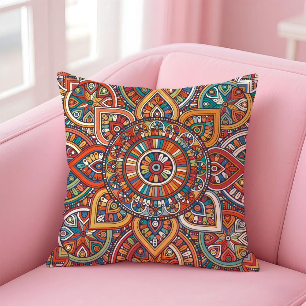 The splendid mandala flower design Cushion Cover Pillow Case Soft Skin Friendly Fabric  Concealed Zipper