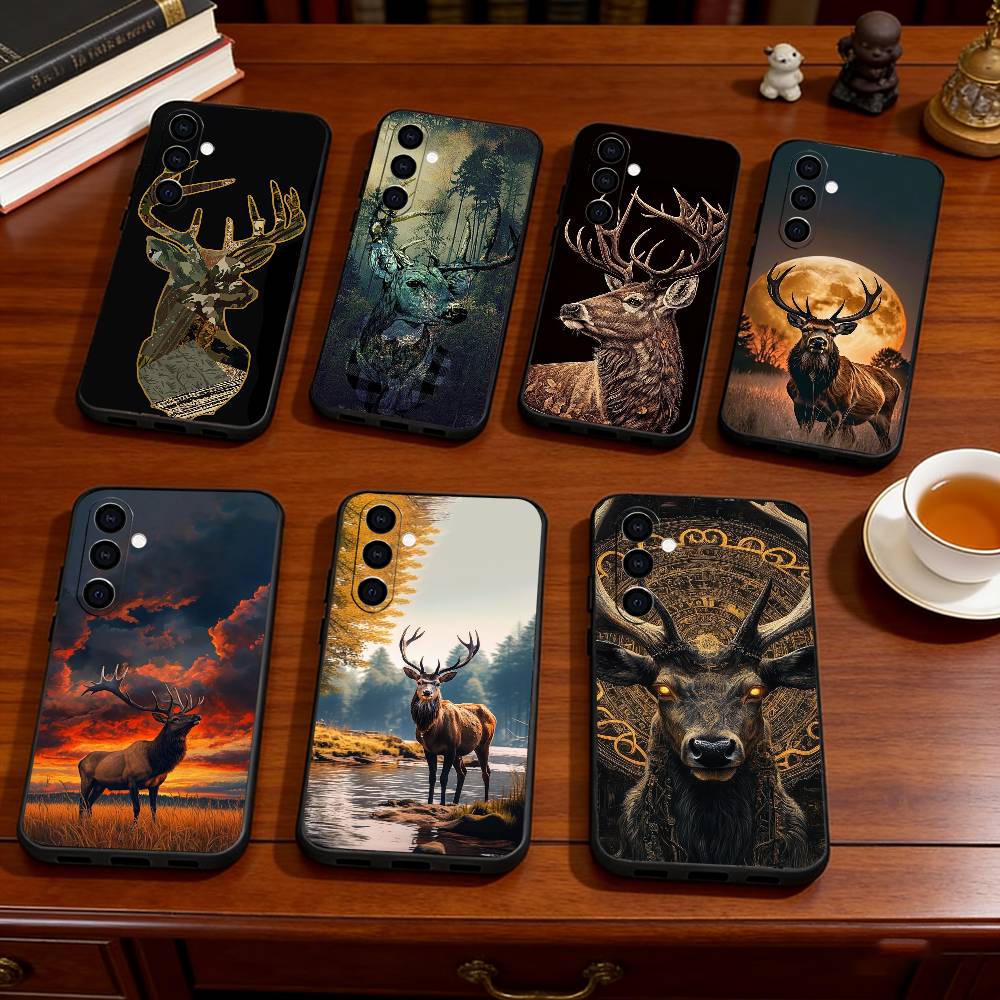 Камуфляжный чехол для телефона 'Охота на оленей' для Samsung Galaxy A73, A72, A71, A70, A53, A52, A51, Других Мягкая черная крышка