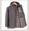 Winter hooded warm graphene thick business casual men's down jacket with goose down liner