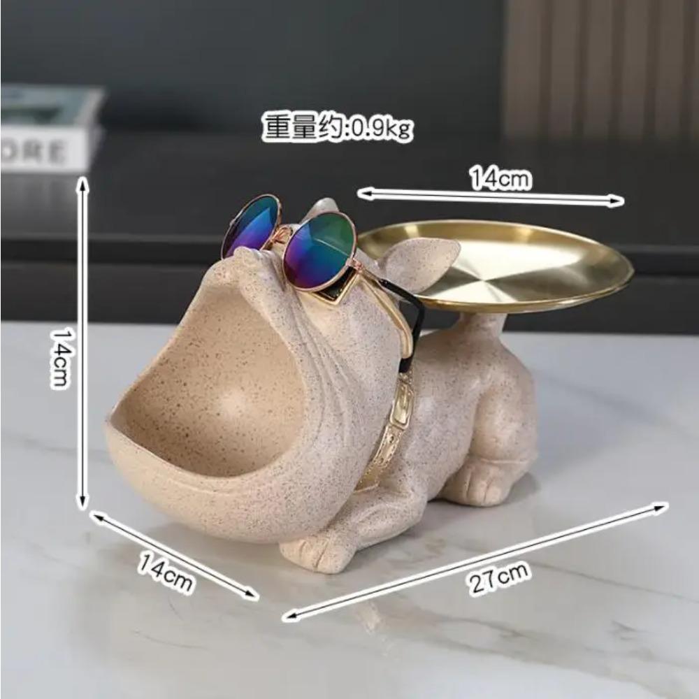 Крутой французский бульдог дворецкий декор с подносом большая пасть собаки статуэтка домашний декор ящик для хранения животных смоляная скульптура фигурка искусство подарок