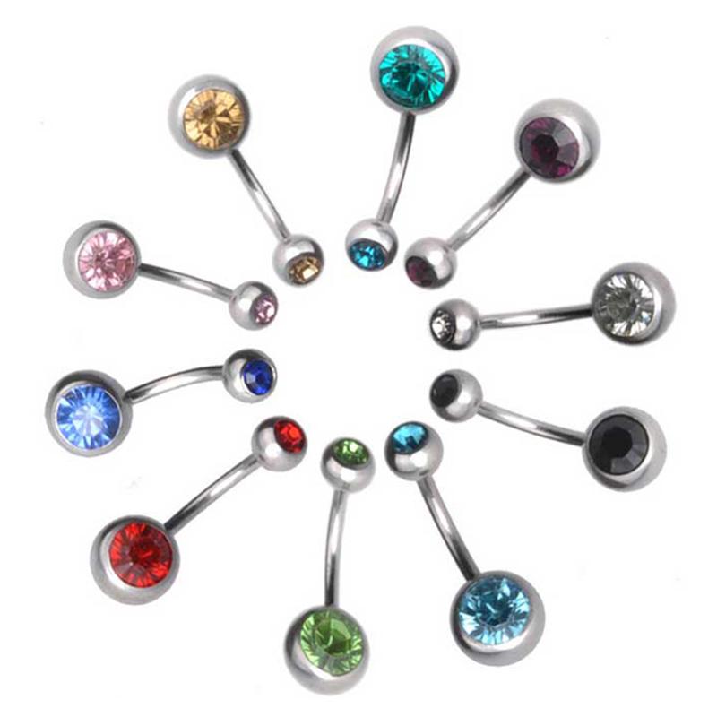 New Fashion Sexy Women Surgical Steel Crystal Navel Belly Button Rings Bar Body Piercing Jewelry