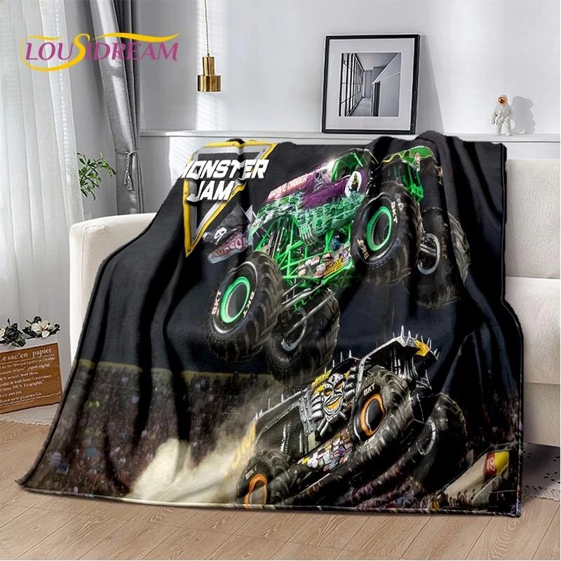 Мягкое фланелевое одеяло Monster Truck 3D Monster Jam Cartoon для кровати, спальни, дивана, пикника, плед для отдыха на свежем воздухе, подарок
