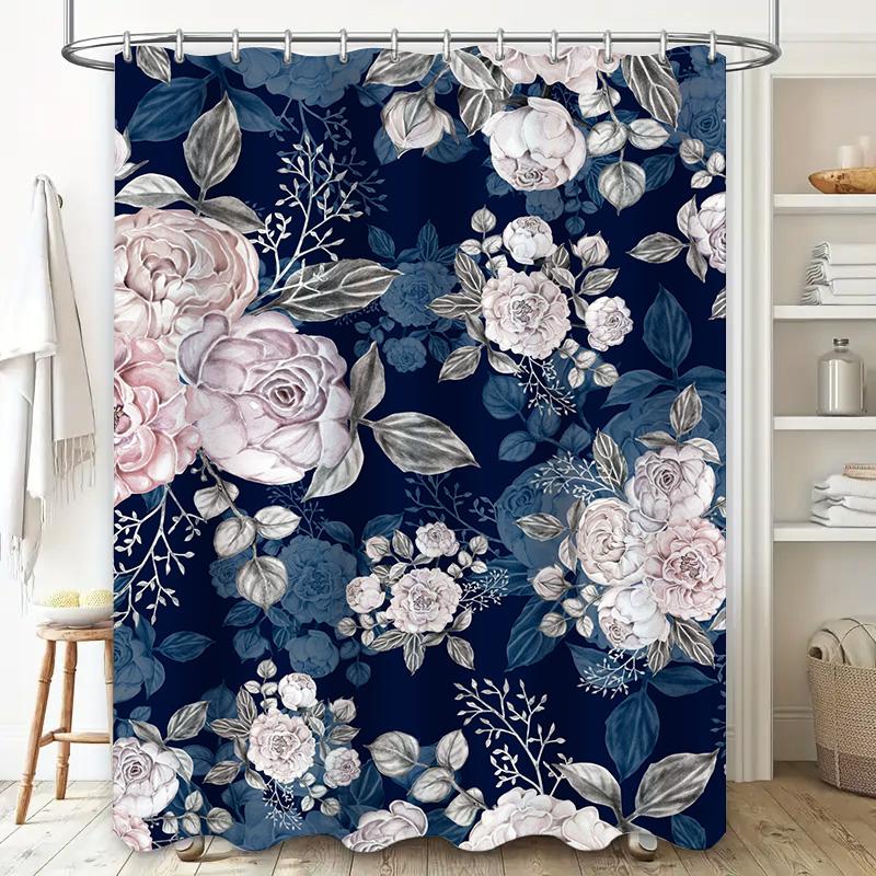 Leaves Pattern Shower Curtain Waterproof Fabric for Bathroom Decorations Various Colors Available Easy Installation with Hook Ri