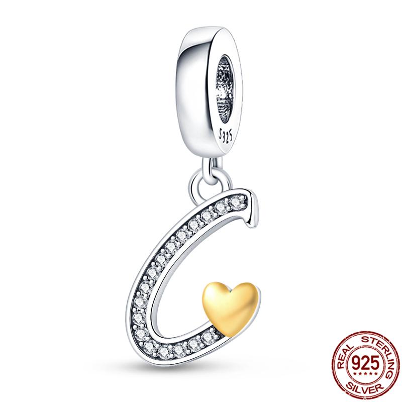 Оригинальный дизайн кулон циркон в форме сердца 26 английских букв AZ шарм бусины подходят 925 оригинальный браслет ожерелье ювелирные изделия