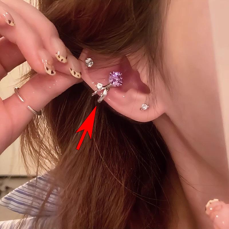 Серьги-пусеты «Кошачий глаз» с серебряной иглой: Набор из шести предметов для ухода за пирсингом ушей с дизайном хряща «без сна» для женщин.