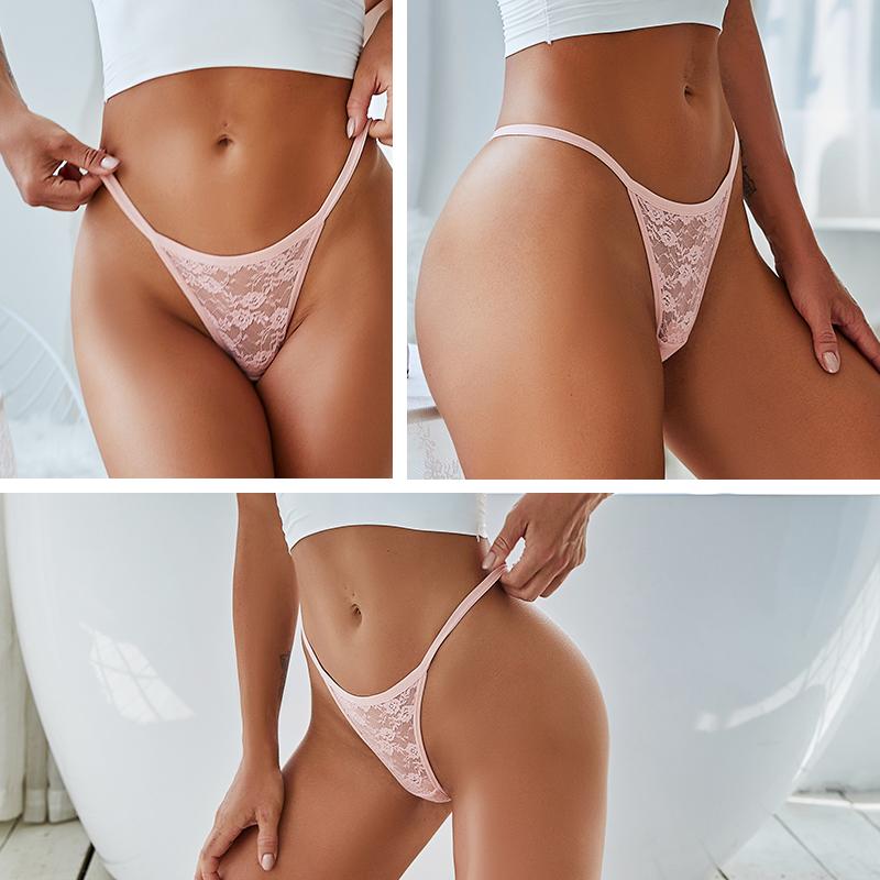 3PCS/Set Sexy G-string Panties Women Thongs Lace Underwear Pantys Low-Waist Femme Underpants Mesh Transparent Lingerie
