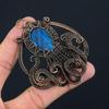 Blue Flash Labradorite Octopus Shape Gemstone Jewelry Pure Copper Wire Wrapped Handmade Pendant
