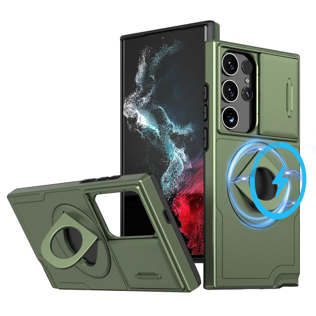 Slide Camera Protection Magnetic Ring Holder For Magsafe Case for Samsung S23 Ultra S22 Plus S21 S20 FE A54 5G Shockproof Cover