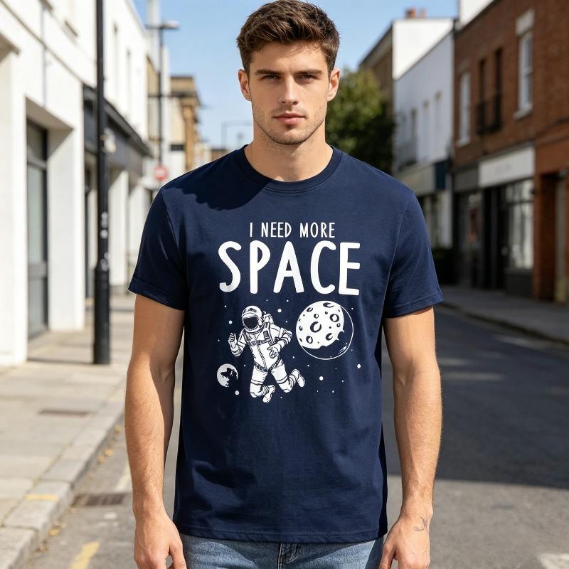 Funny Astronaut Space TShirt Unisex Unisex I Need More Space Graphic Tee Casual Cotton Short Sleeve Shirt