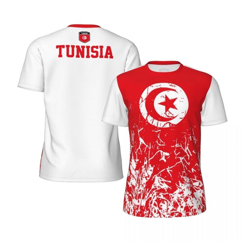 Summer Coat of Arms, Tunisian Flag, Men's Football, Fashionable 3D Printed Jersey, Casual Quick Drying Breathable T-shirt