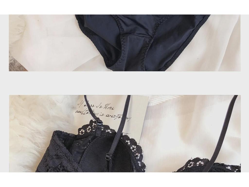 Комплект нижнего белья из французского кружева с вышивкой: Мягкий бюстгальтер-полукубок на косточках из хлопка, идеально подходит для всех размеров груди