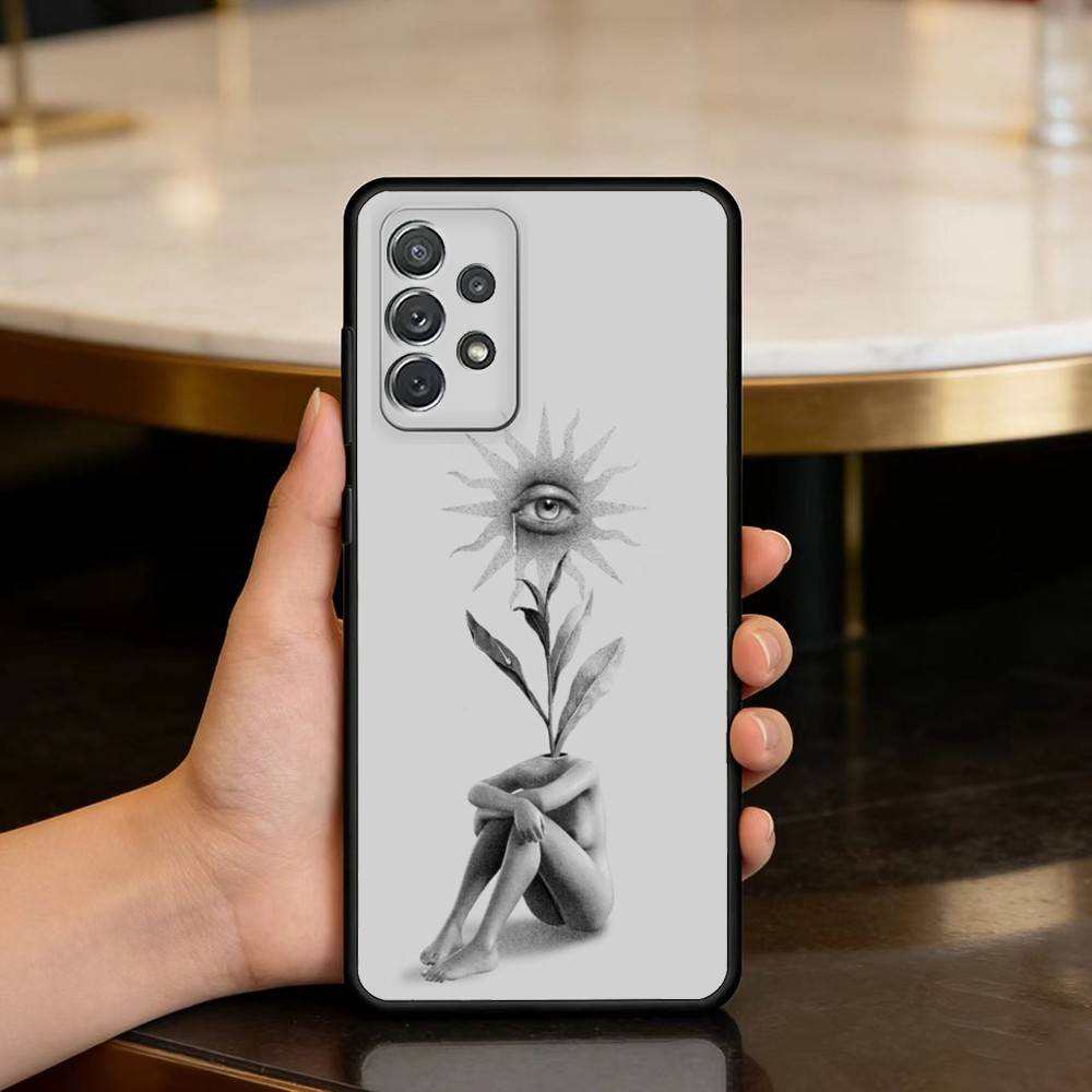 S-Сюрреалистичный F-Фигура A-Искусство Чехол для Телефона Для Samsung Galaxy A73,A72,A71,A70,A53,A52,A51,Мягкий Силикон Черный Чехол