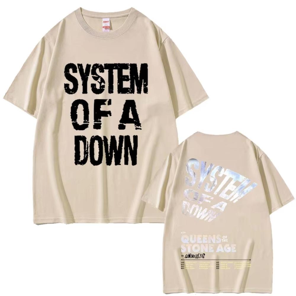 Ограниченная серия футболок System of A Down Тур 2026 Мужские Женские Рок Винтаж Оверсайз Футболки Мужские Повседневные Хлопковые Футболки с Коротким Рукавом