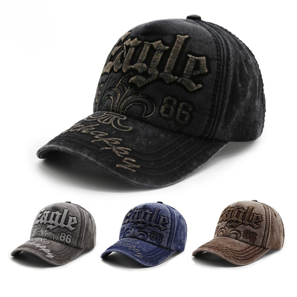 Denim Cowboy Baseball Cap Adjustable Trucker Hat for Men Women Vintage Dad Hat Casual Sports Cap Washed Distressed Dad Hat Unisex Embroidered Cap
