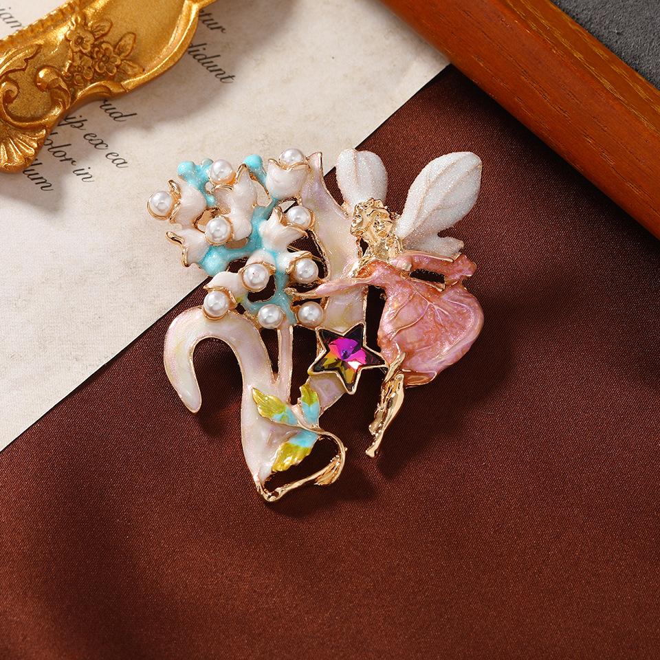 Женская мода броши с радужным цветком и бабочкой для женщин, роскошная брошь из эмалированного сплава желтого золота с растениями и животными, булавки