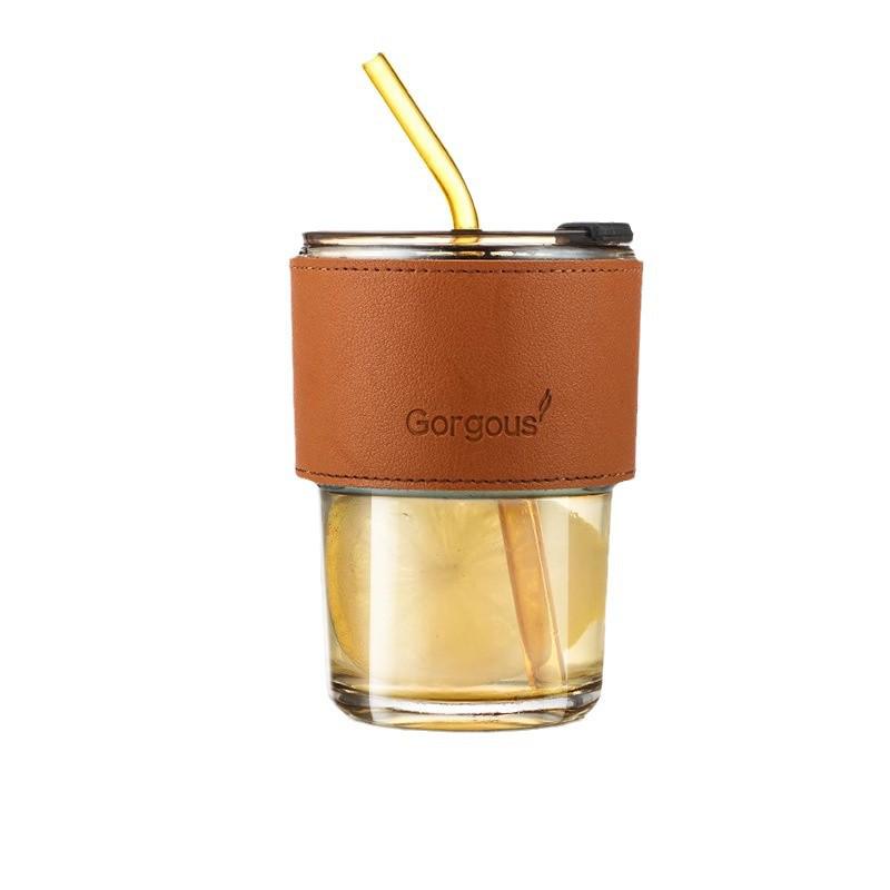 Bamboo Glass Cup: Versatile & High-Value Double-Walled Cup with Straw for Water, Coffee, & More - Premium Souvenir