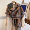 Sweet plaid scarf women's versatile imitation cashmere thickened double-sided fringed shawl long scarf one piece
