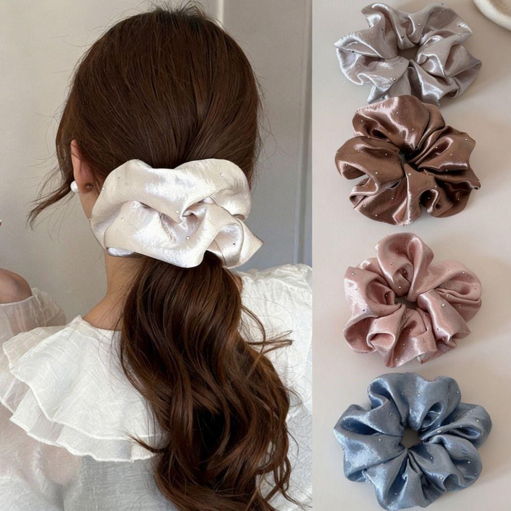 Multi Color Ponytail Hair Scrunchies Large Size Hair Bands Classic Elastic Hair Ties Girls
