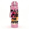 1PC Has Amor Por Favor Spanish Heart Print 750ml Color Plastic Sports Water Bottle Leakproof Flip Straw Lid Suitable for Sports Office Home Use