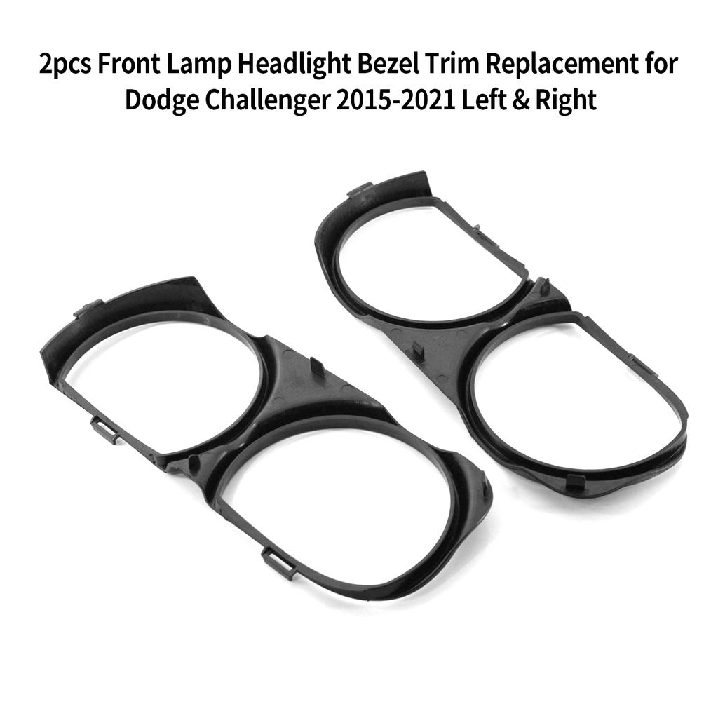 2pcs Front Lamp Headlight Bezel Trim Replacement for Dodge Challenger 2015-2021 Left & Right