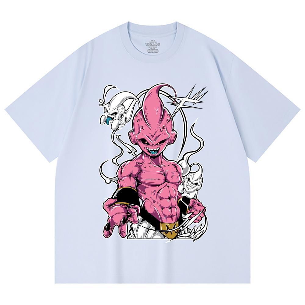 230 г/м² 100% хлопок Dragon Ball V12 Маджин Буу Принт Унисекс Плотная хлопковая футболка