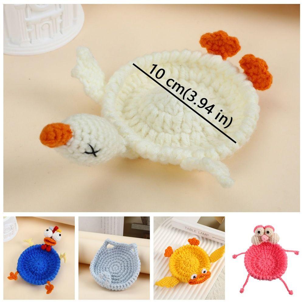 Finished Crochet Animal Coaster Heat Resistant Water Cup Mat Handwoven Coaster  Table Decor