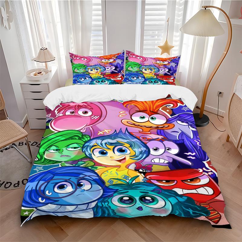 Colorful Emotions Characters Print 3Pcs Bedding Setduvet Cover With 2 Bedropillowcase Home Birthday Gift
