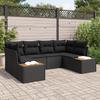 VidaXL 6-Piece Garden Sofa Set with Cushions Black Poly Rattan Acacia 3348154