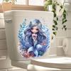 Мультяшные наклейки на сиденье унитаза с русалкой и кораллами, водостойкие, съемные, самоклеящиеся наклейки для ванной комнаты