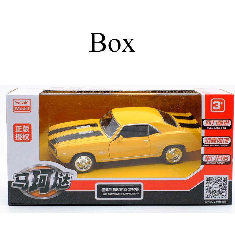 Масштаб 1/36 Chevrolet Camaro SS 1969, литая под давлением модель автомобиля, игрушечный автомобиль с откатным механизмом, звуком и светом для детей, коллекция подарков для мальчиков и девочек